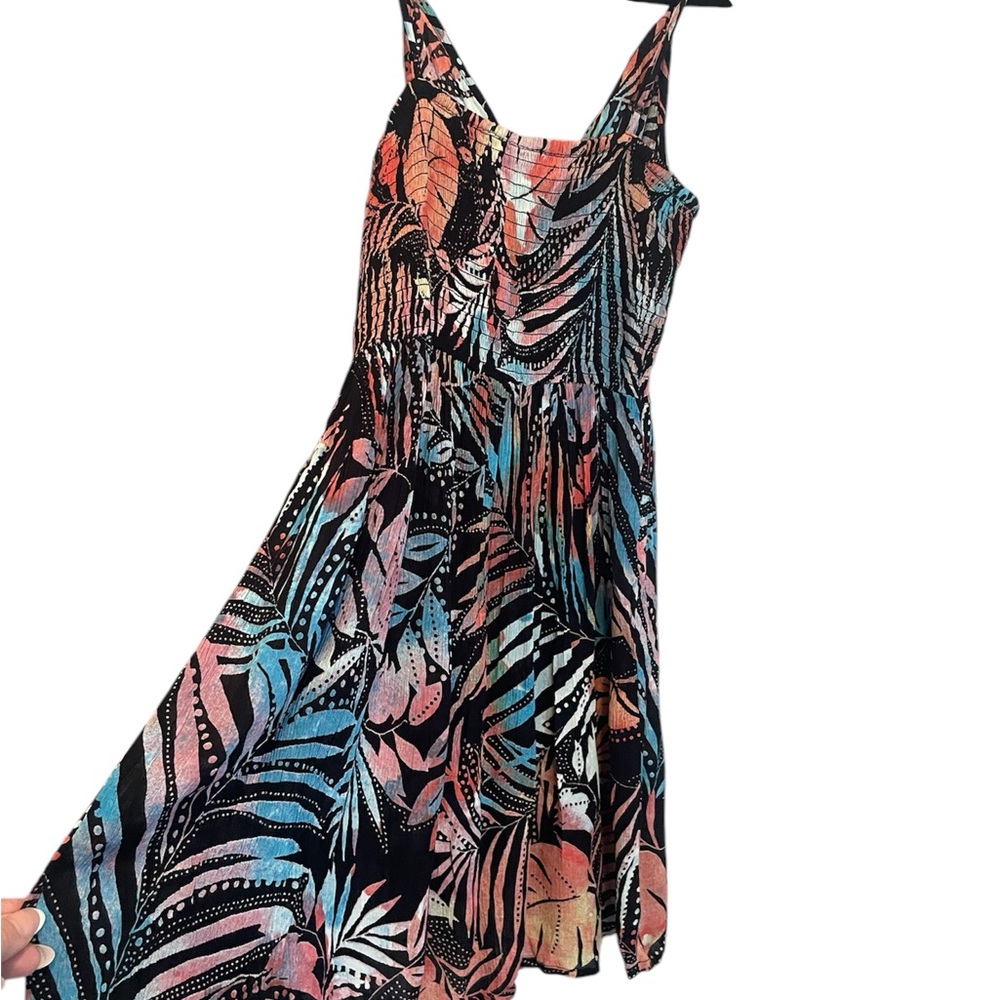 Patrons Of Peace Small Babydoll Tropical Multicolored Floral Vacation Mini Dress - Picture 3 of 14